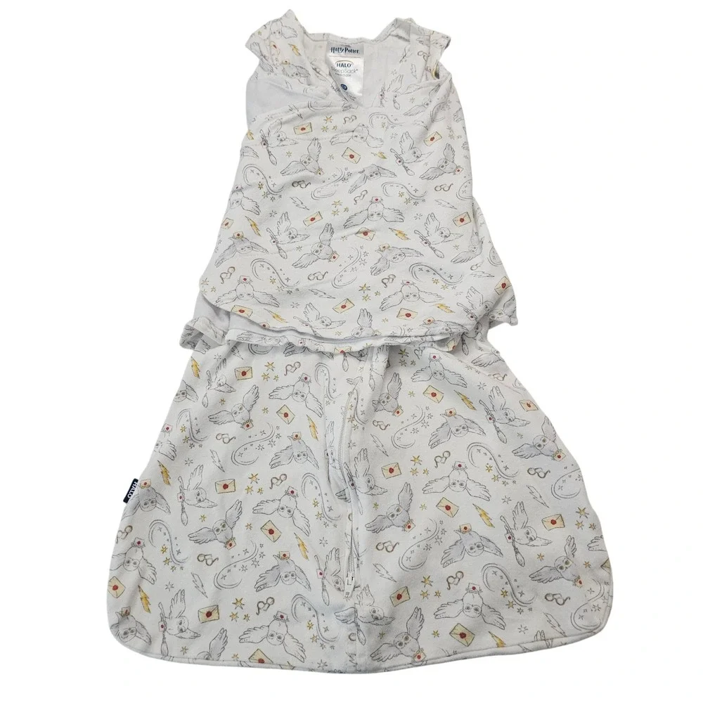 HALO SleepSack Swaddle Small 3-6M White Harry Potter Hedwig Owl Wizarding World